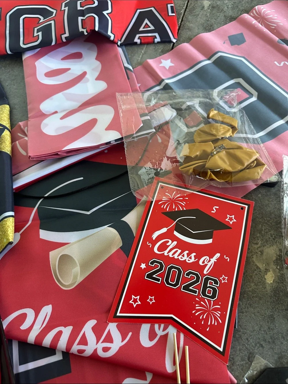 Graduation Party Supplies Bundle - Red, Black & Gold all class of 2026 stuff
